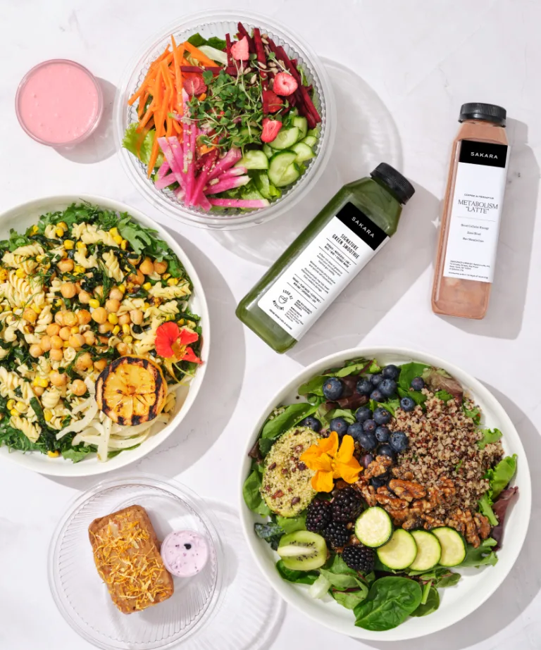 Collection of Salads, Meals and Beverages from Sakara's Signature Program