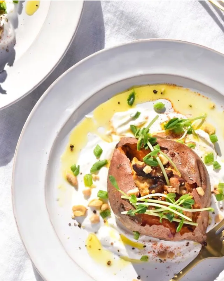 Creamy, Crispy Stuffed Sweet Potatoes
