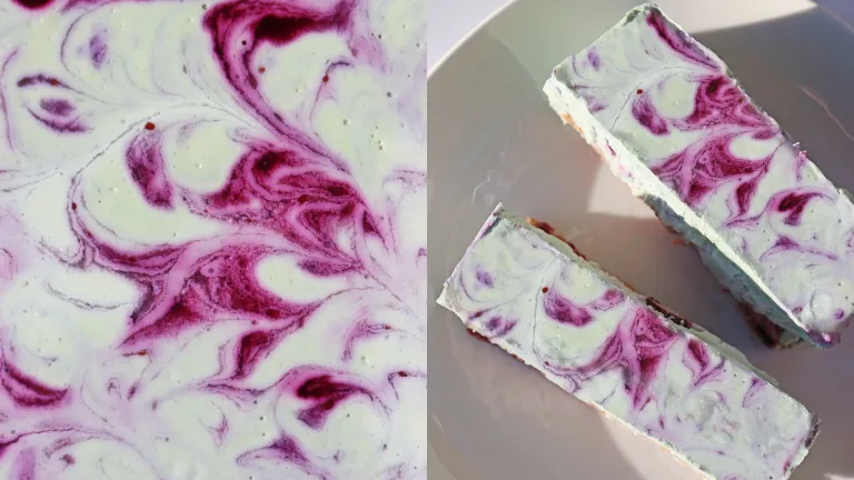 Plant-Powered Cheesecake Bars with Berry Swirl