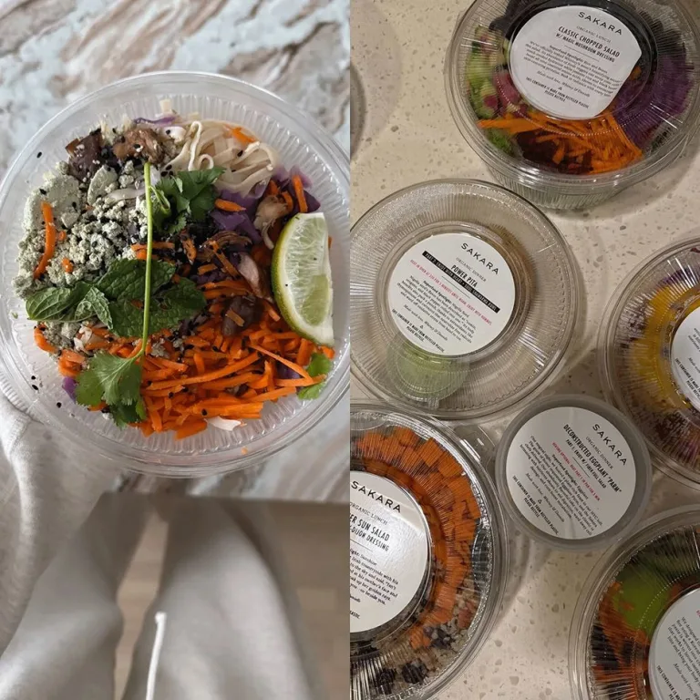 A split image of Sakara Life's Level II: Detox meals in their containers.