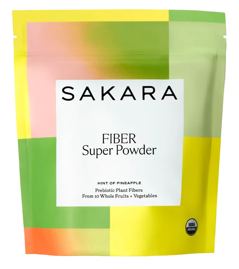 Sakara Fiber Super Powder packaging on white background