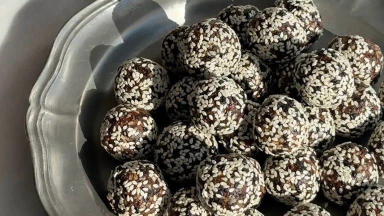 Cherry Sesame Energy Digestion Balls next to Sakara Fiber Super Powder